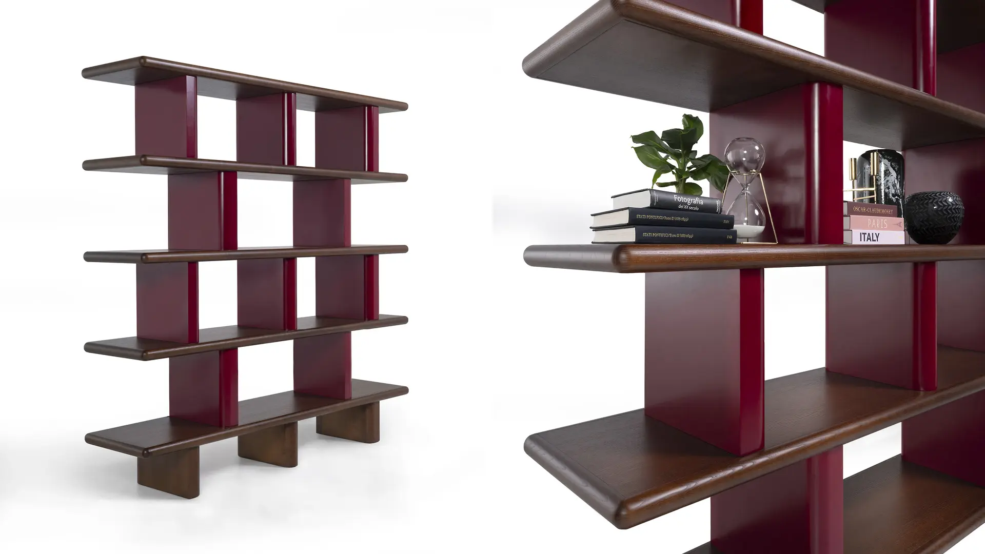 libreria legno freestanding dettagli